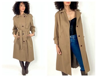 70s Tan Trench Spy Jacket Designer Aigner Khaki Belted Coat 70s Tan Trench Spy Jacket Designer Aigner Khaki Belted Coat