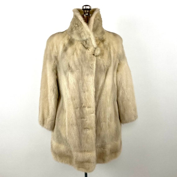 60s Blonde Brown Mink Fur Coat Swing Dress Plush … - image 9