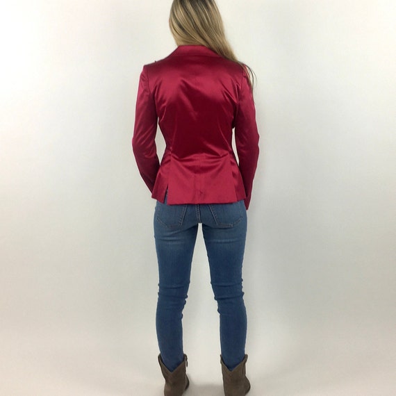 Y2K Hot Pink Satin Blazer Tiny Tailored Jacket De… - image 6