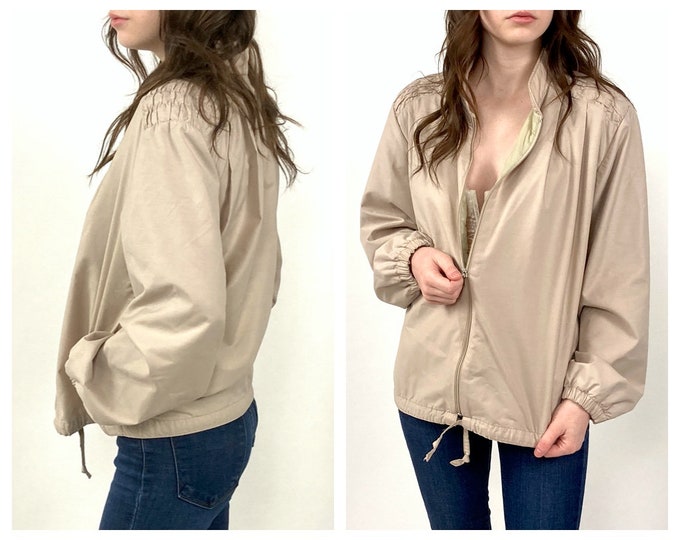 70s Tan Button Up Jacket Brown Pocket Oversized Western Hippie Shirt Boho Vintage Jacket Xs S M