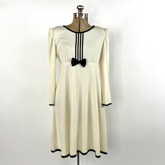 80s Lanz Tuxedo Dress Cream Black Striped Dress A… - image 2