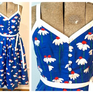 70s Lanz Tulip Dress Full Skirt Multi Midi SATC Sundress