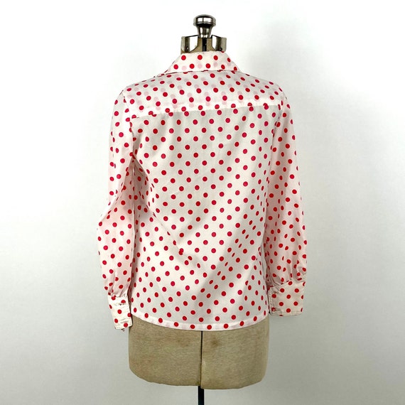 60s Red White Sheer Polka Dot Blouse Vintage Dres… - image 6