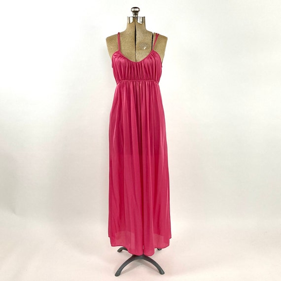 70s Red Mauve Long Halter Grecian Dress Pink Empi… - image 5