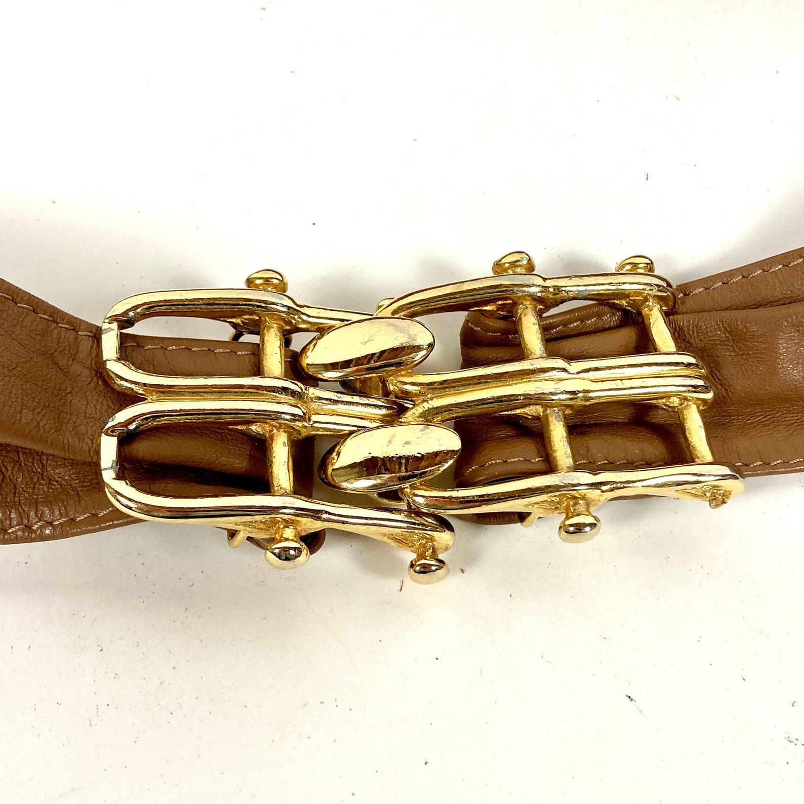 80s Gold Western Leather Belt (S/M)