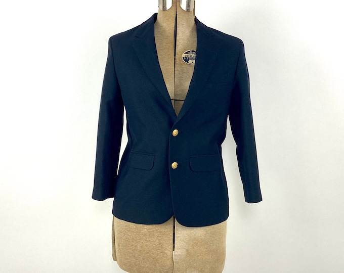 80s Navy Classic Blazer Minimalist Academia Tiny Boho Vintage Jacket Xs S M