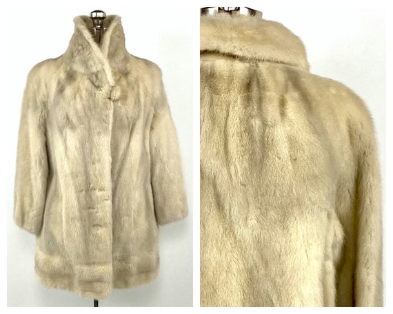 60s Blonde Brown Mink Fur Coat Swing Dress Plush … - image 1