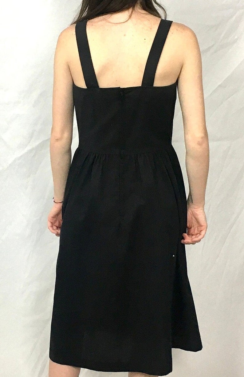 70s Lanz Midi Dress Black White Dress Pintuck Colorblock Party Dress Open Back Vintage Party Sun Dress S M image 4
