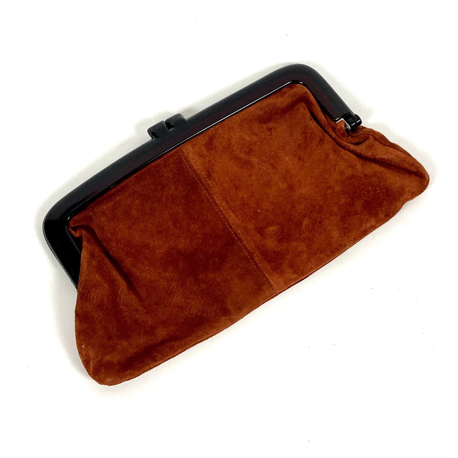 Vintage Retro Italian Brown Suede/Faux Clutch Bag, Purse With Bakelite  Frame & Metal Detachable Chain Strap - Yahoo Shopping