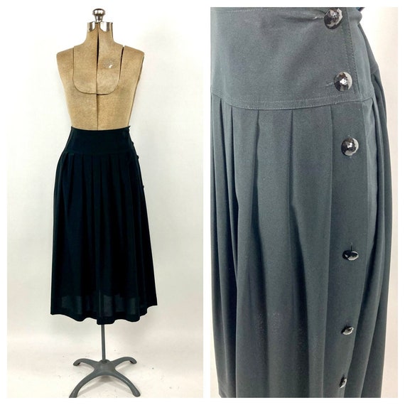 Black pleated midi skirt clearance 80s