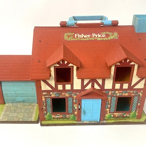 80s Vintage Fisher Price Play Family House Little People Pretend Play Vintage Toy # 952 Brown Home