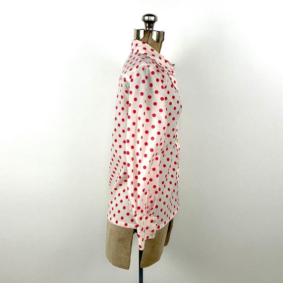 60s Red White Sheer Polka Dot Blouse Vintage Dres… - image 5