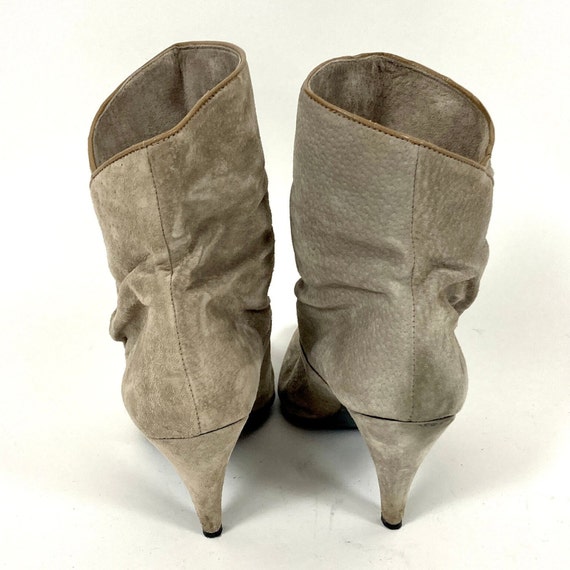 80s Gray Cropped Suede Boots Leather Pirate Booti… - image 3