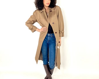 70s Tan Trench Spy Jacket Designer Aigner Khaki Belted Coat 70s Tan Trench Spy Jacket Designer Aigner Khaki Belted Coat