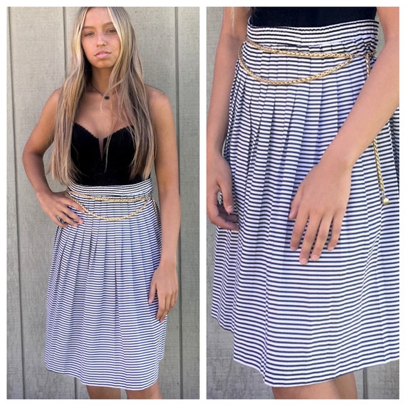 Black and white striped skirt 80s online