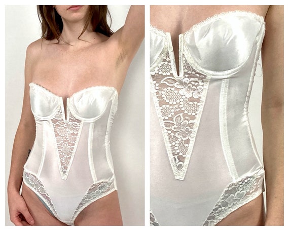 90s Y2K White Victorias Secret Bustier Bodysuit VS Gold Label Strapless  Boned Corset Deep V Plunging Shape Wear Dress Top XS -  Norway