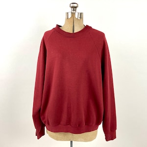 Jaren 90 bordeauxrood 50/50 sweatshirt klassieke kastanjebruine trui loungekleding oversized katoenen trui feestjurk vintage XS S M