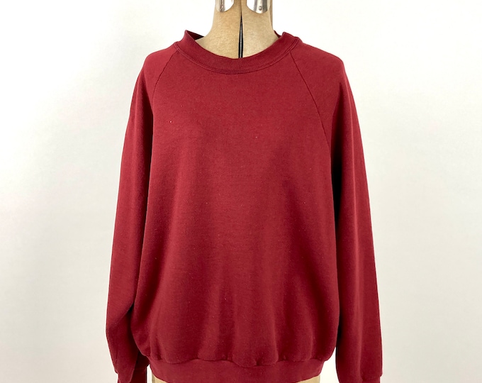90s Burgundy 50/50 Sweatshirt Classic Maroon Sweater Lounge Wear Oversized Cotton Pullover Party Dress Vintage Xs S M