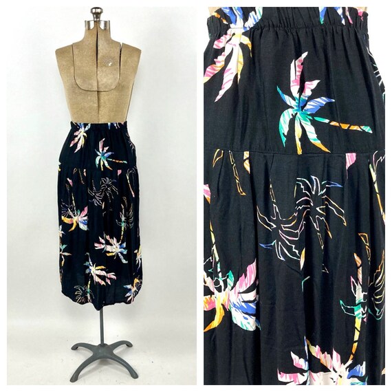 Neon Palm Leaf Tropical Print Women's Skirt
