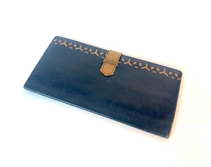 70s Yves Saint Laurent Wallet Bifold Clutch Black Brown Iconic YSL Designer Signed Flap Buckle Wallet Bag Purse