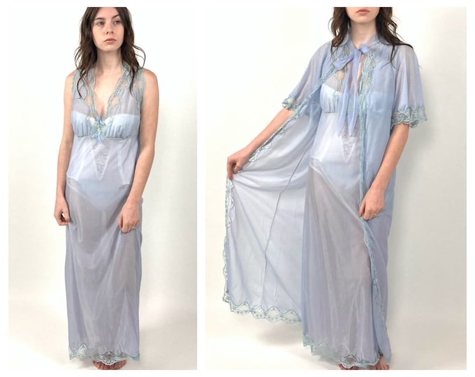 70s Blue Lace Lingerie Slip Dress Sexy Green Grecian Goddess Gown Plunging Nightgown Party Vintage Deep V Robe Set Sundress Sun Dress S M