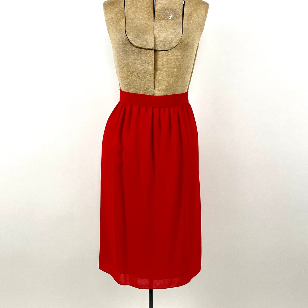 80s Red Pencil Skirt Academia Vintage Dress Skirt New