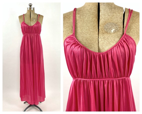 70s Red Mauve Long Halter Grecian Dress Pink Empi… - image 2