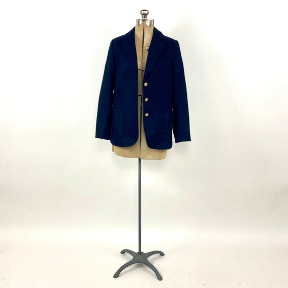 70s Navy Classic Wool Blazer Minimalist Academia … - image 2