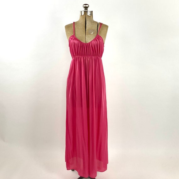 70s Red Mauve Long Halter Grecian Dress Pink Empi… - image 3