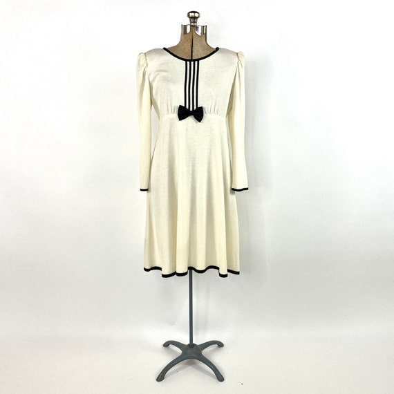 80s Lanz Tuxedo Dress Cream Black Striped Dress A… - image 6