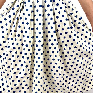 50s Cream Blue Polka Dot Full Skirt White Pleated Cotton Sheer Rockabilly Dress Skirt High Waist Vintage Preppy Skirt XS S image 7