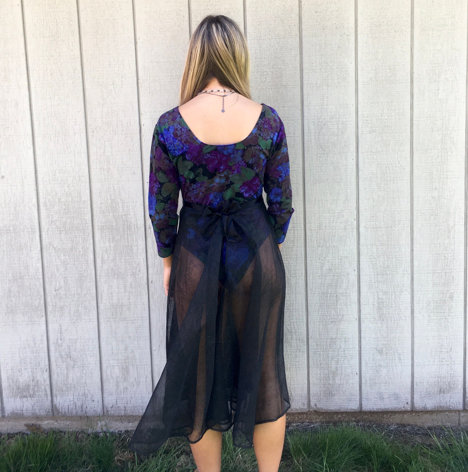 80er Jahre Floral frech Body lila Langarm Trikot Juwel Ton | Etsy