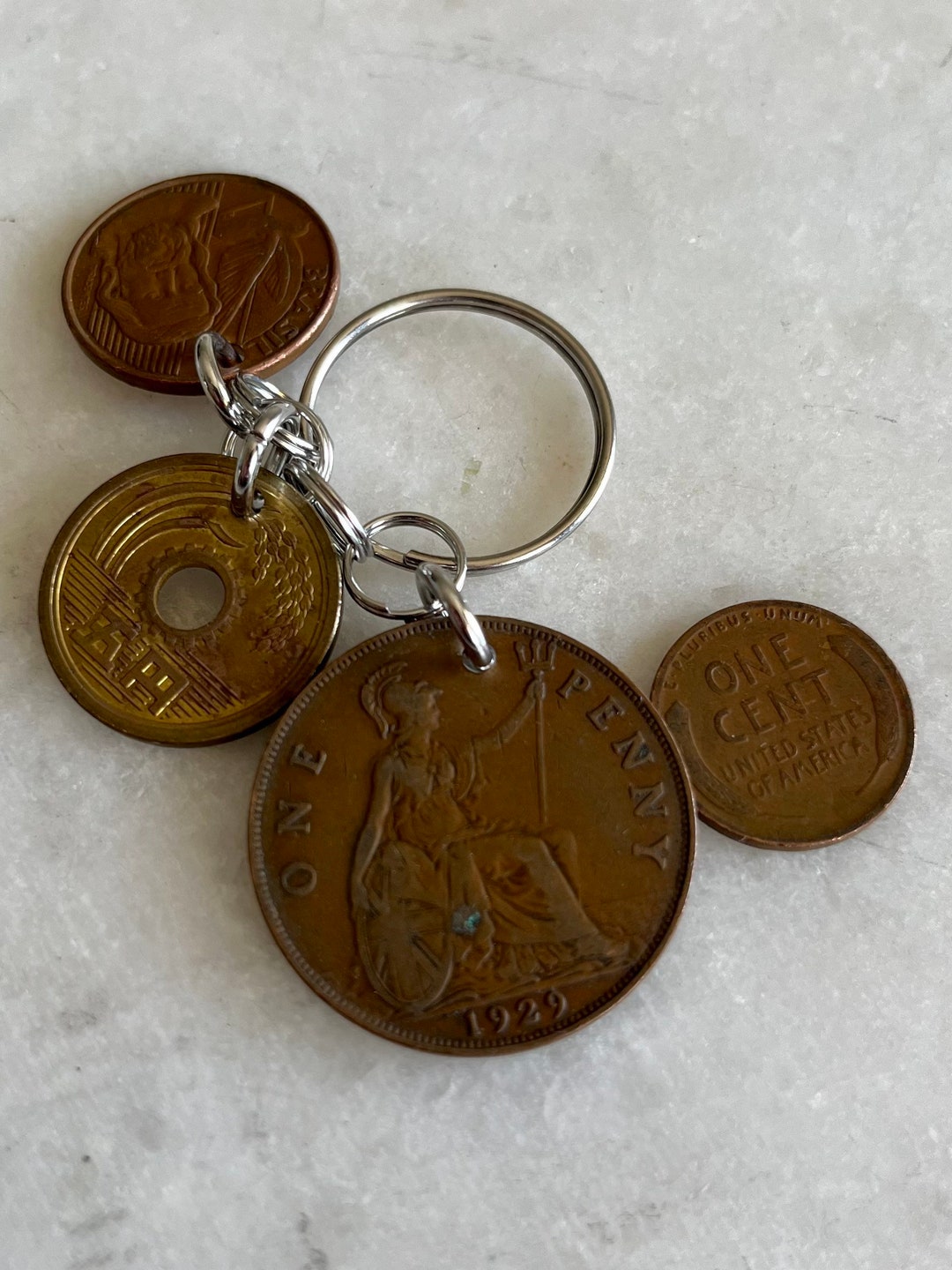Travel Coin Good Luck Keychain - Etsy