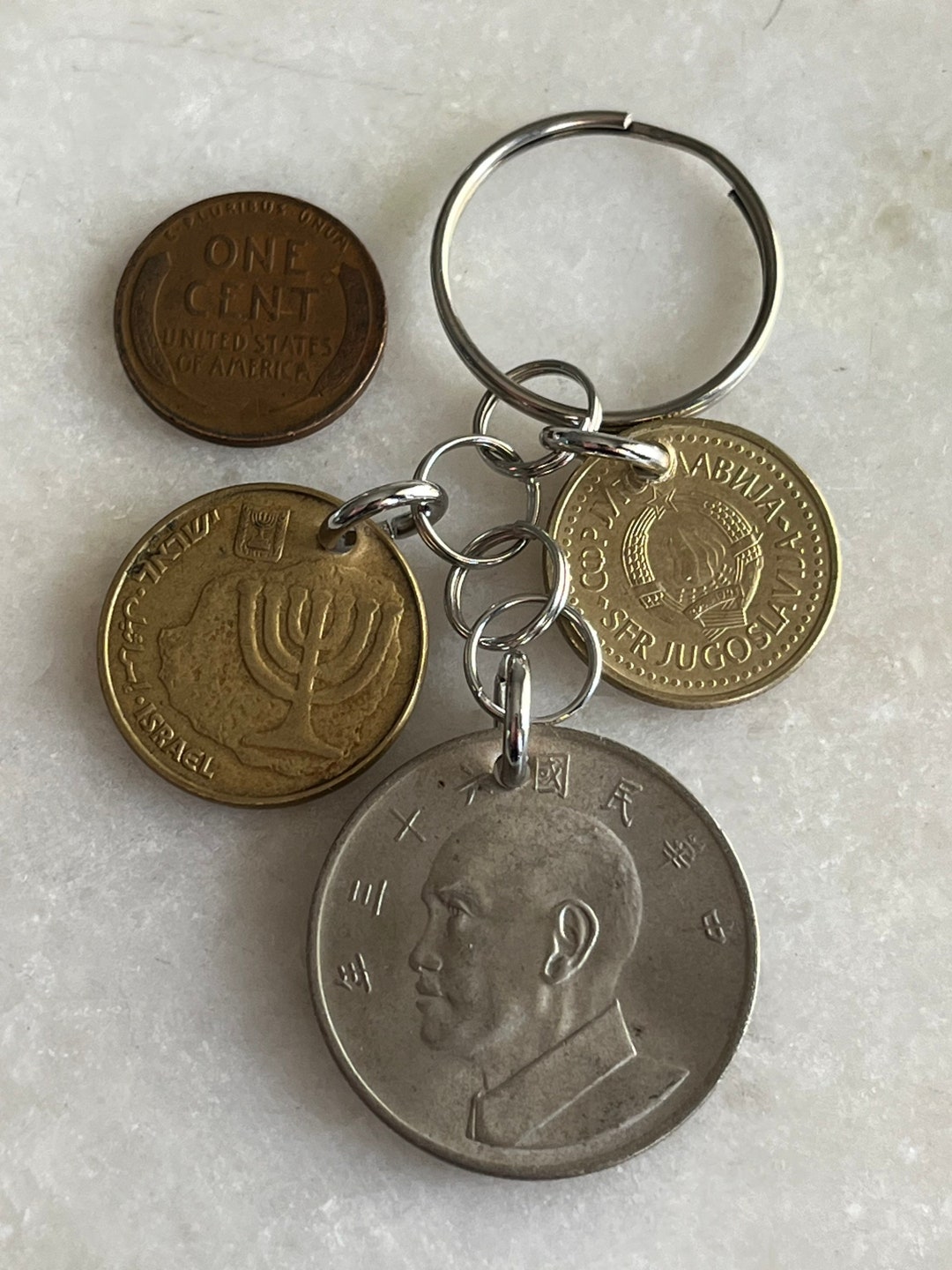 Travel Coin Good Luck Keychain - Etsy