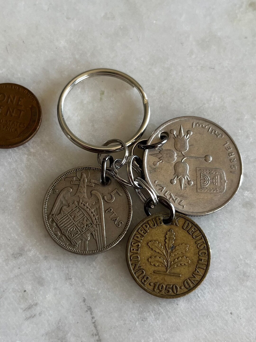 Travel Coin Good Luck Keychain - Etsy