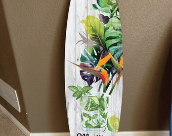 Custom LED Surfboard Decor: Hawaiian Beach Wall Art (6ft)