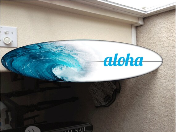 6' 3D Aloha in blue wall hanging surf board surfboard decor hawaiian beach surfing beach decor