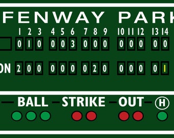 Fenway Park Green Monster Scoreboard: Boston Red Sox Wall Decor (60"x28")