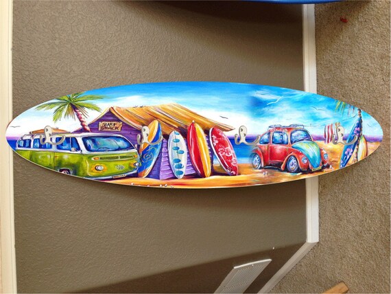4 Towel hooks surf board surfboard decor hawaiian beach surfing beach decor
