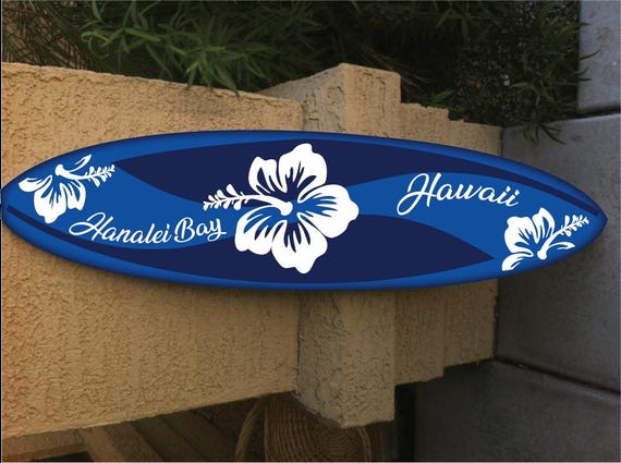 Custom Surfboard Wall Decor: Hawaiian Beach Art, Personalized Name