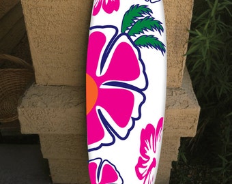 カスタムハワイアンサーフボードウォールデコレーション：ビーチハウスアート（長さ48インチ）