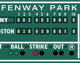 Boston decor, Fenway Park, Green Monster score board baseball scoreboard