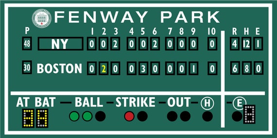 Boston decor, Fenway Park, Green Monster score board baseball scoreboard