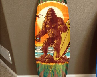 ビッグフットサーフボードウォールアート：カスタムエポキシ合板装飾（72x16インチ）