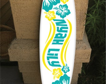 Custom Surfboard Wall Decor: Hawaiian Beach Art, Personalized Name