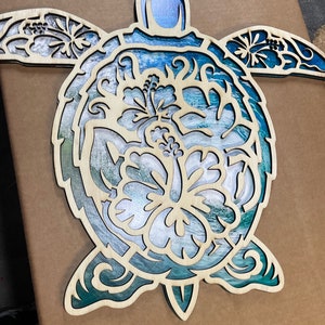 Surfbretter im hawaiianischen Stil / Wandbehang Wasserschildkröte / Hibiskus Blumen / Ananas / Strand / Strand Dekor
