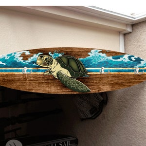 5&#39; towel rack wall hanging surf board surfboard decor hawaiian beach surfing beach decor