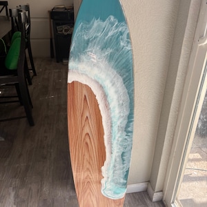 Large Surfboard with Epoxy Resin Ocean Waves, Surfboard Wall Decor, Surfboard Art, Ocean Art, Surfer Gift