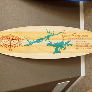 4&#39; wall hanging surf board Lake of the Ozarks surfboard decor