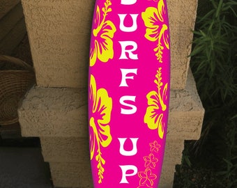 カスタムサーフボードウォールデコレーション：ハワイアンビーチアート、パーソナライズされた名前サイン